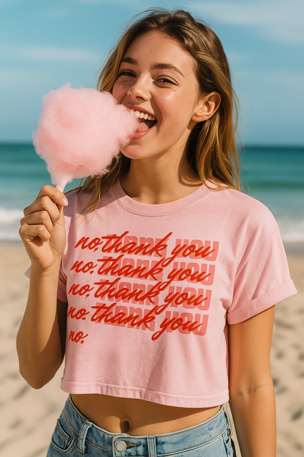 No, Thank You - Graphic Crop Top Tee